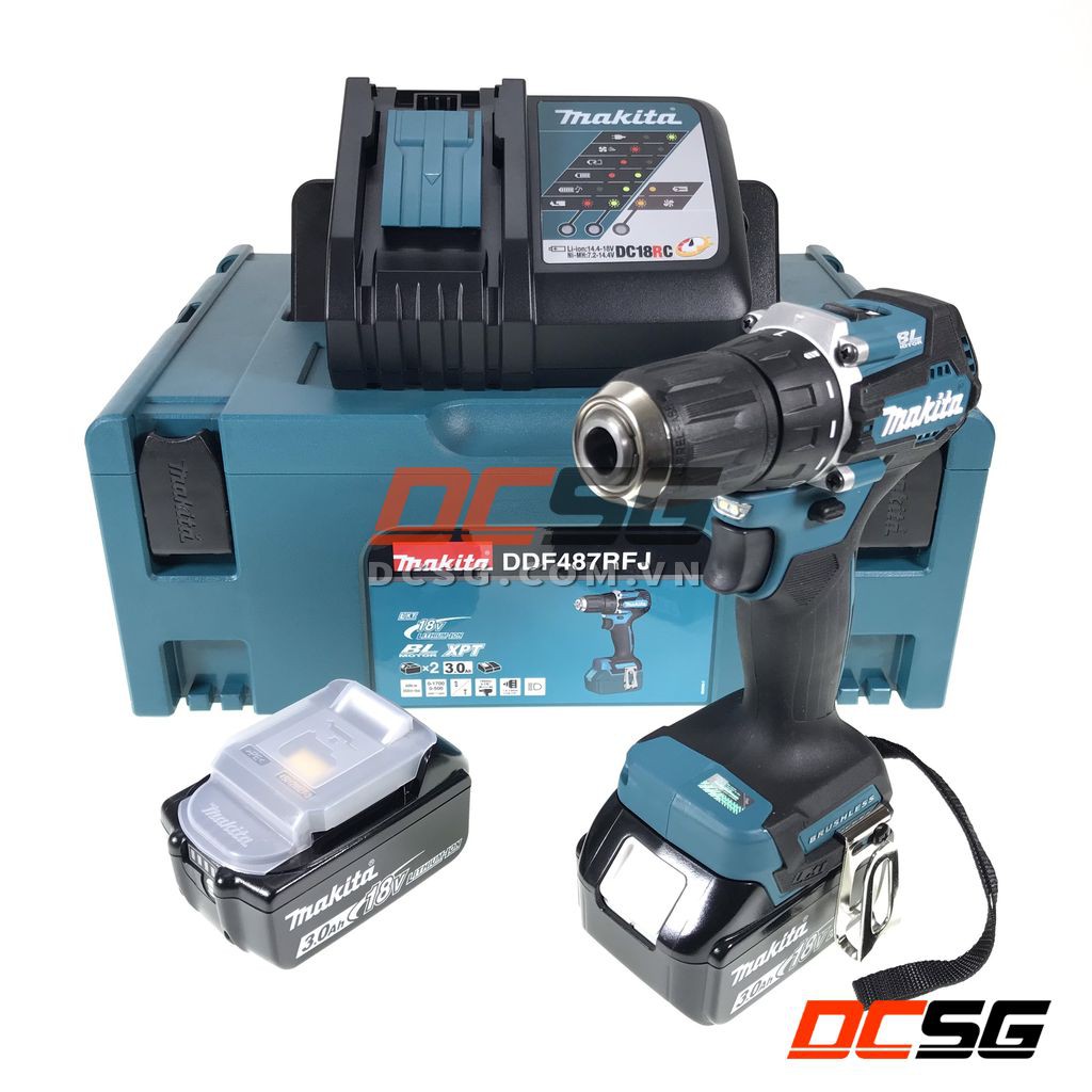 Máy khoan và vặn vít dùng pin 18V Makita DDF487RFJ | DCSG