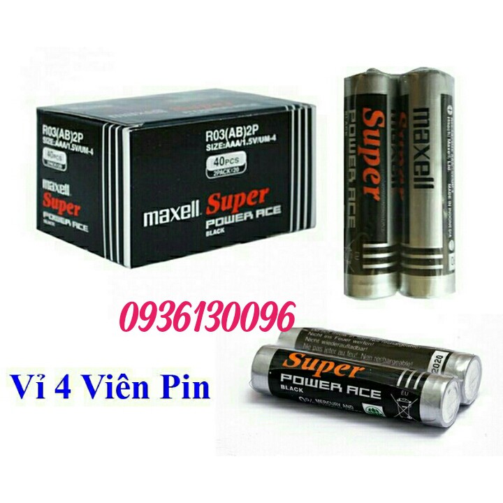 Combo 4 Viên Pin AAA 1.5v Maxell Super Power ACE R03