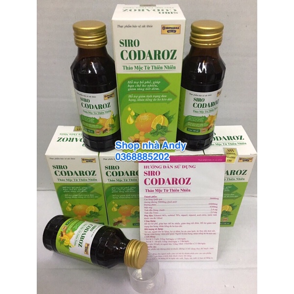 Siro CODAROZ thảo mộc giúp bổ phế, giảm ho đờm, đau rát cổ họng - Chai 100ml