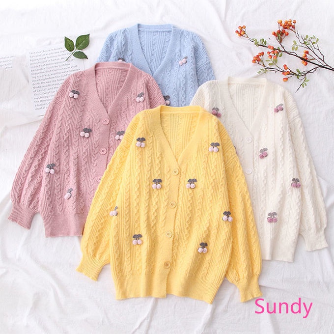 Áo Khoác Cardigan Dệt Kim Cổ Chữ V Thời Trang Mùa Thu Cho Nữ