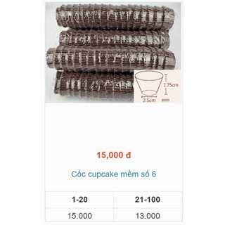 giấy nến Cupcake mềm size 6, lót socola (cao 1.7 cm. đáy 2.5 cm)