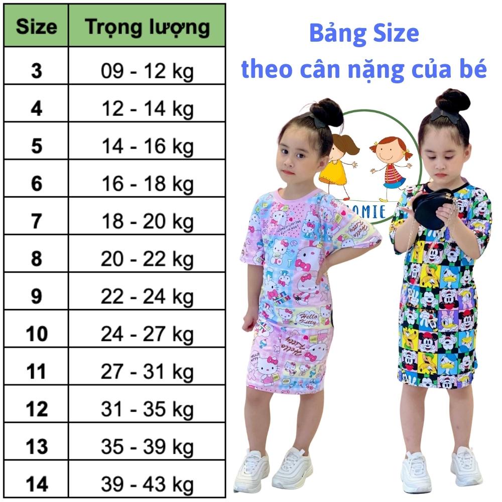 Đầm Cho Bé Gái 9-43 Kg Set Váy Đầm Suông Cho Bé Thun Lạnh 3D In Hoạt Hình Hot Trend Siêu Bền Đẹp Homie Kids