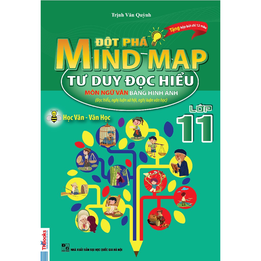 sách - Đột Phá Mindmap - Tư Duy Đọc Hiểu Môn Ngữ Văn Bằng Hình Ảnh Lớp 11 (tặng kèm 1 hộp bút màu)