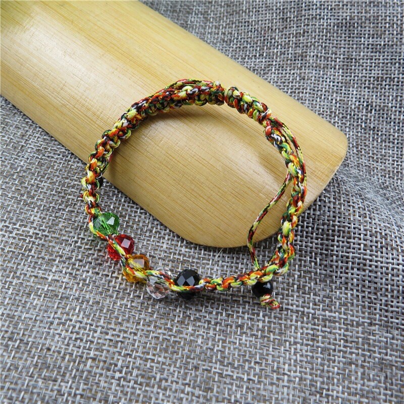 Vòng Chỉ Ngũ Sắc Kết Hợp 5 Màu Đá Pha Lê Phong Thuỷ - Giúp Trừ Tà Đem Lại Bình An Cho Bạn