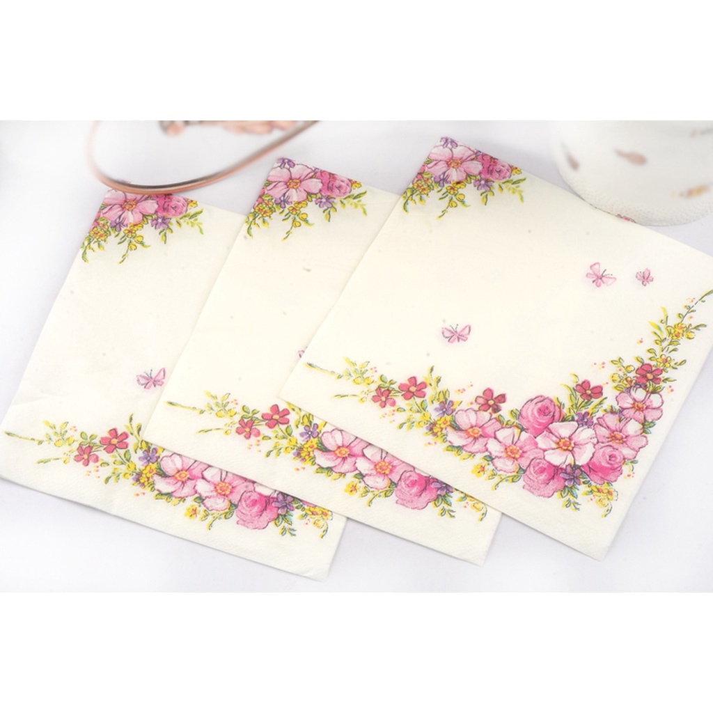 Khăn Ăn Dùng Một Lần In Họa Tiết Hoa Và Bướm Cho Nhà Bếp / Tiệc Cưới