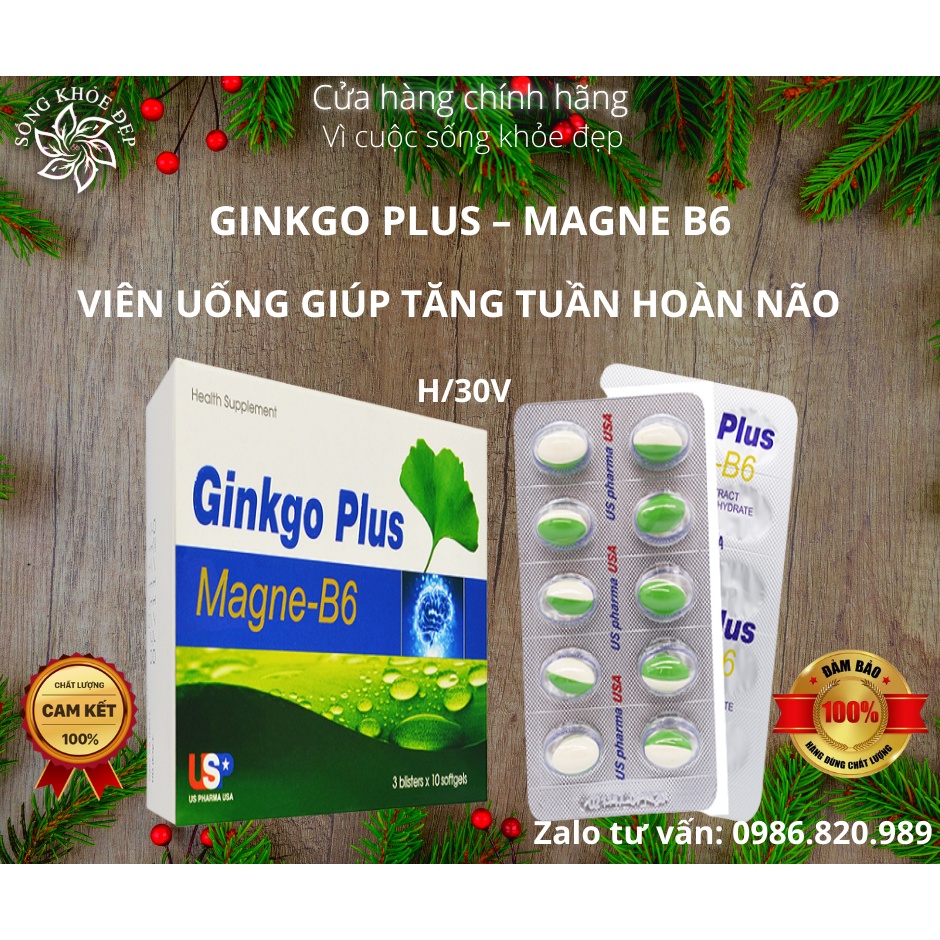 GINKGO PLUS Magne-B6 ,Ginkgo Plus Hộp 30 viên - VIÊN UỐNG GIÚP TĂNG TUẦN HOÀN NÃO HỘP 30 VIÊN