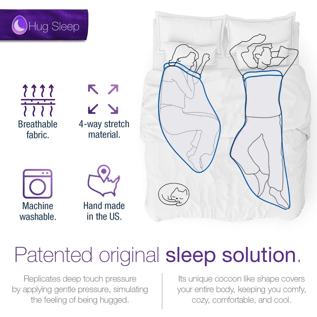 Hug Sleep, Sleep Pod Máy làm mát ban đầu Có thể giặt được Chăn có thể giặt được + Chăn có trọng lượng thay thế như đã thấy trên Shark Tank dành cho nam giới, phụ nữ và thanh thiếu niên