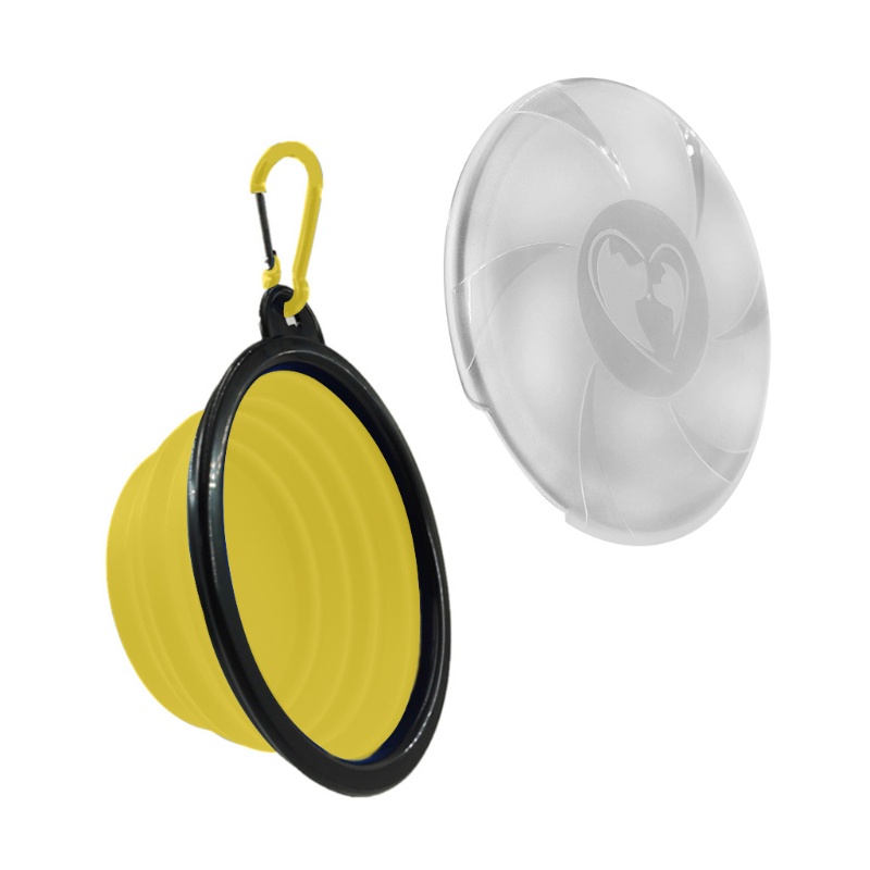 Tô Đựng Thức Ăn/Nước Uống Bằng Silicone Có Thể Gấp Gọn Kèm Nắp Dành Cho Chó Mèo