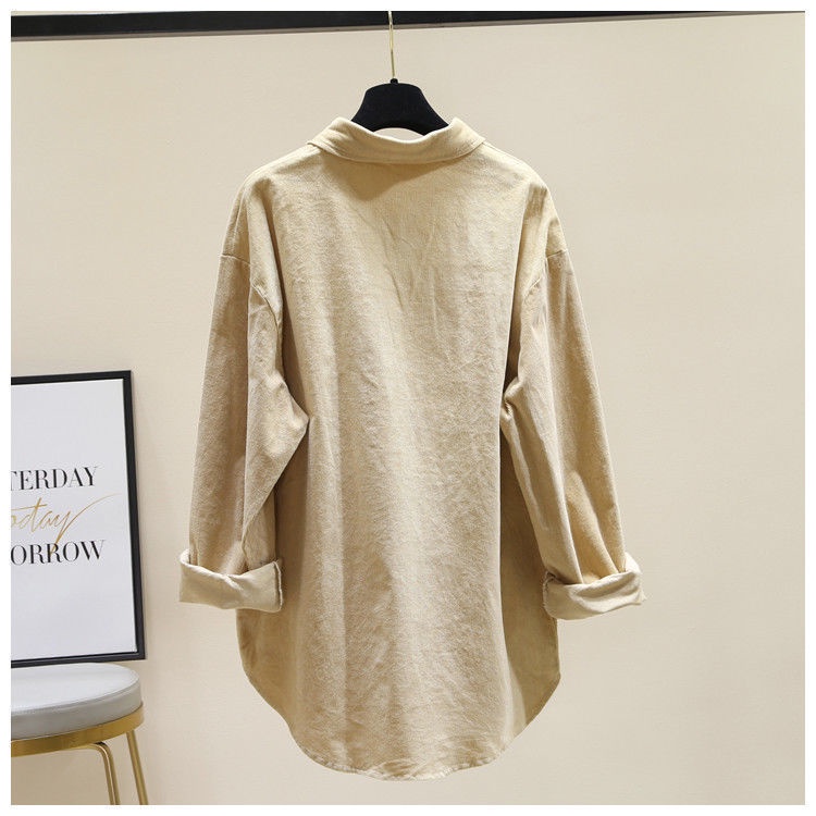 【40-150KG】Plus Áo Sơ Mi Oversized Dài Tay Dáng Rộng C8114