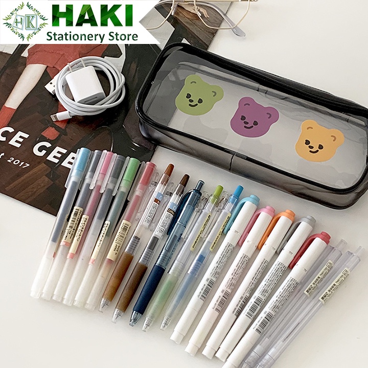 Túi đựng bút trong suốt HAKI bằng nhựa PVC cute dễ thương TB06