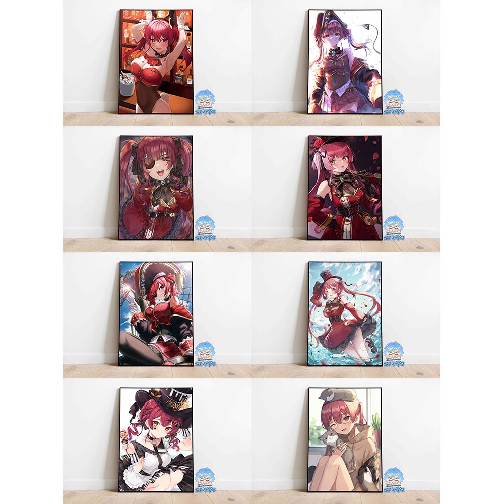 Tranh poster A3 giấy chất lượng cao Houshou Marine Hololive (14) - 2D Tộc Shop