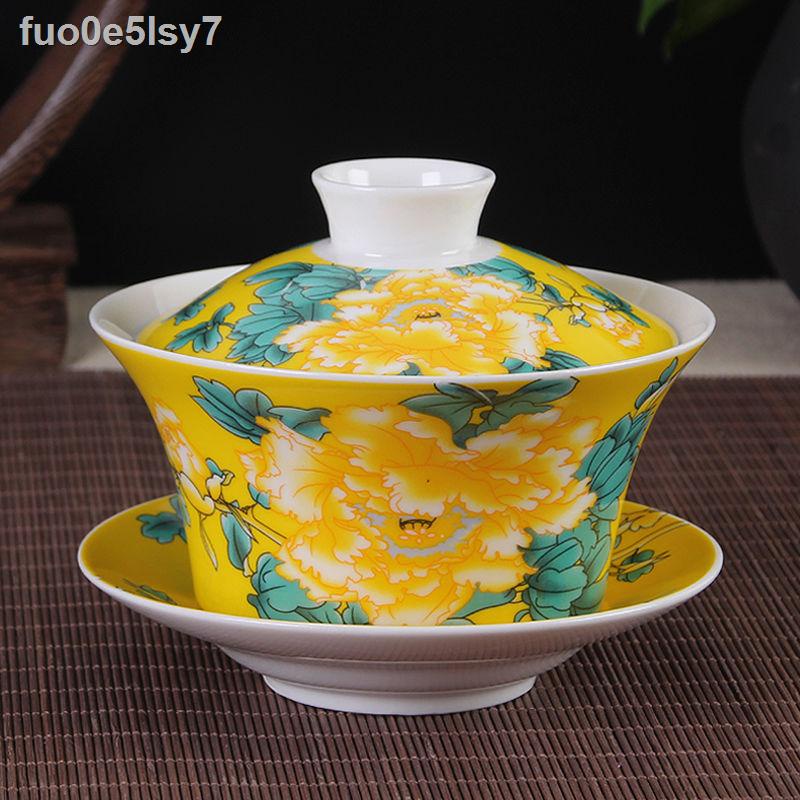 ◄ Bát ba nắp cực lớn duy nhất Jingdezhen văn phòng hộ gia đình gốm sứ tám báu vật Bộ trà Kung Fu pha