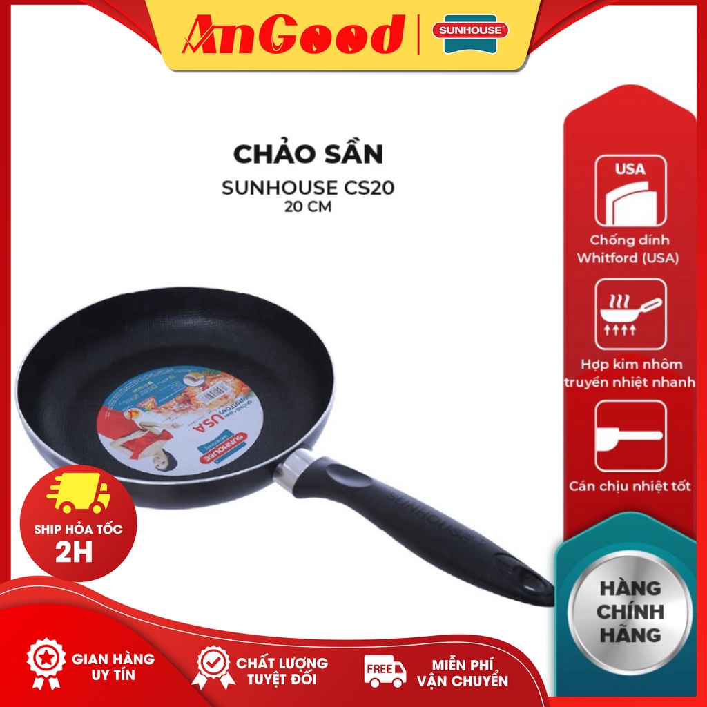 ✅[ CHÍNH HÃNG ] Chảo sần Sunhouse phi 16-30cm (Đen) [ SIÊU SALE ]⚡