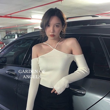 Happy-store ❤️ Áo croptop nữ tay dài kiểu yếm hở vai dây chéo ngực High Standard Top happy store8668