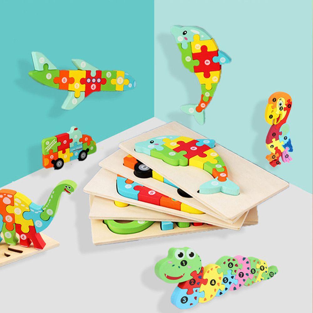 Đồ Chơi Xếp Hình Động Vật Khủng Long Xe Tải Khủng Long Bằng Gỗ Dễ Thương Cho Bé