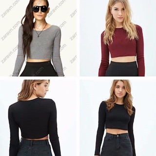 Áo len croptop cổ tròn