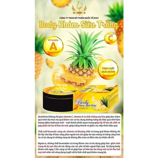 Body Khóm Vàng siêu trắng da chính hãng Duly | BigBuy360 - bigbuy360.vn