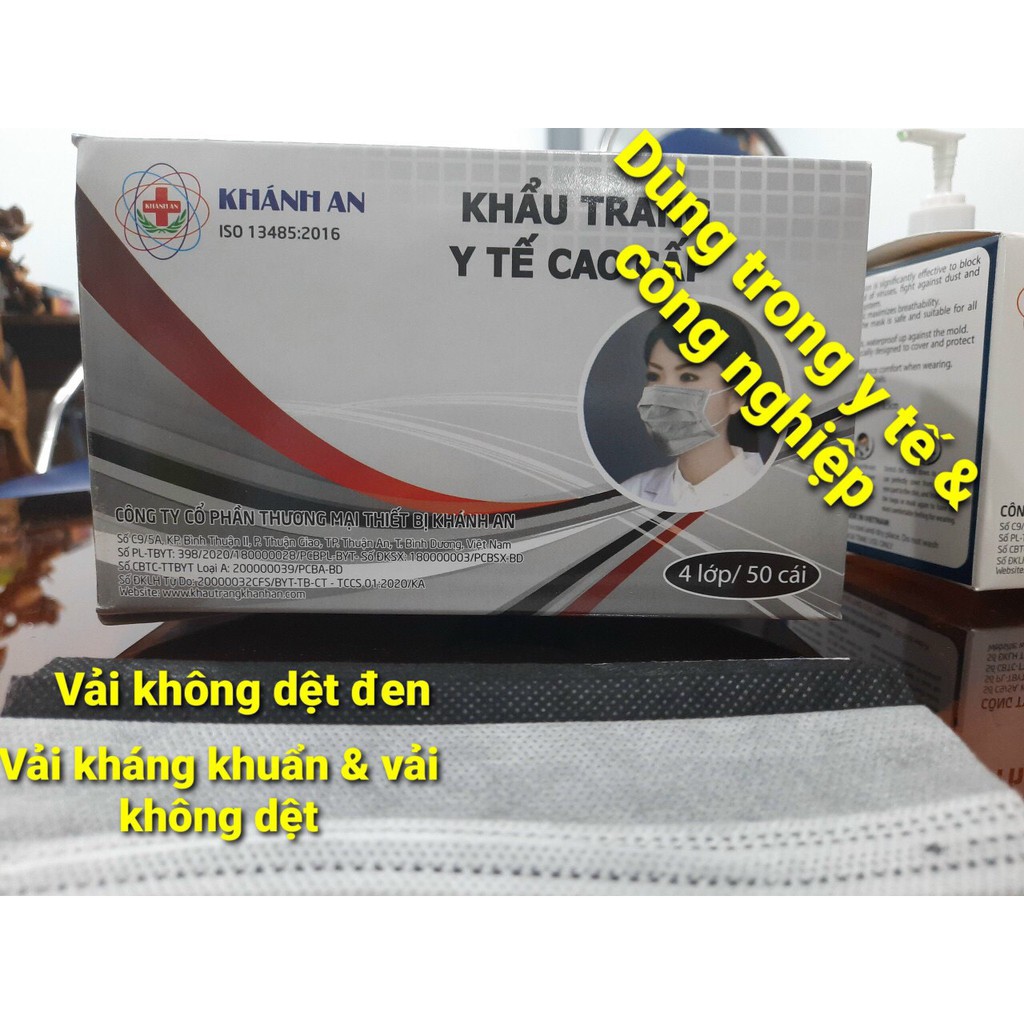 {CHÍNH HÃNG}Hộp 50 cái khẩu trang y tế 4 lớp kháng khuẩn Khánh An