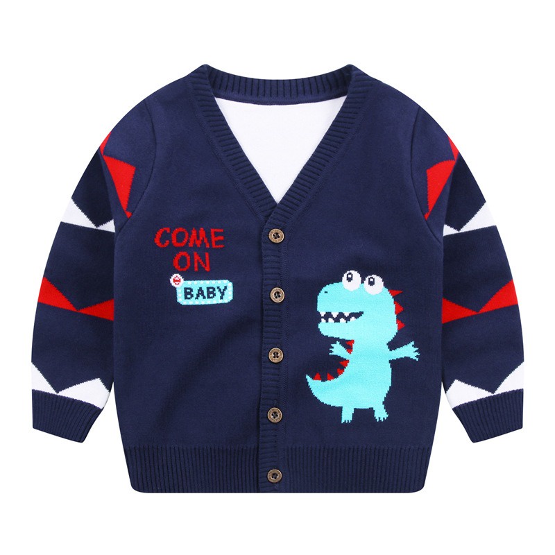 Áo len cho bé trai hai lớp WELLKIDS họa tiết hoạt hình khủng long siêu ấm mẫu mới