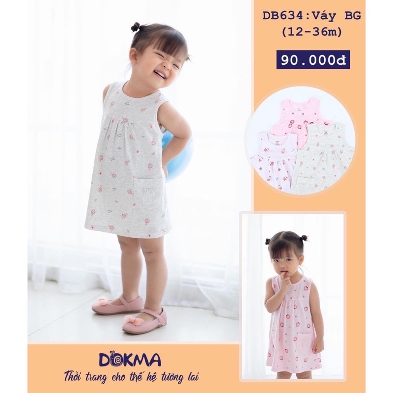 Váy cotton cho bé gái Dokma DB634 (Sz 6-36m)