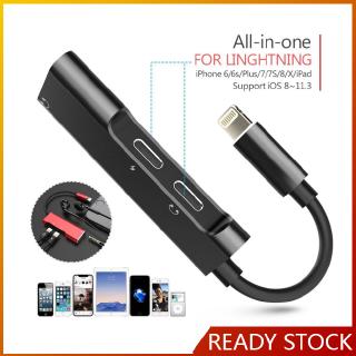 Portable Dual Lightning Adapter Splitter Lightning to 3.5 mm Headphone Jack Adapter for iPhone 8 X