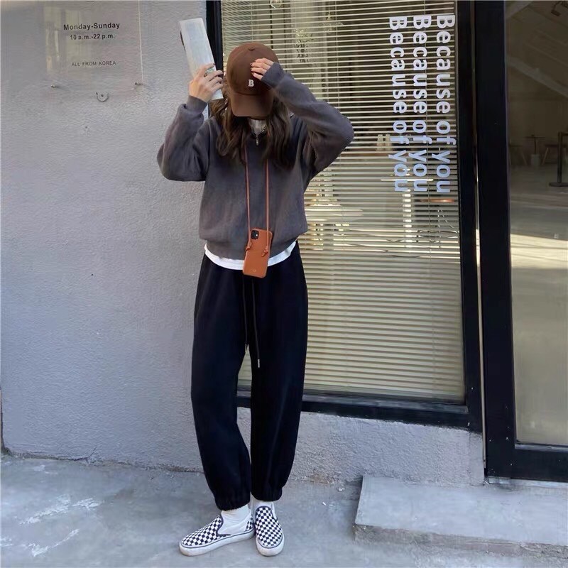 Quần Jogger ống túm SIMPLE Ulzzang - Quần ống rộng bo gấu Unisex Nam Nữ