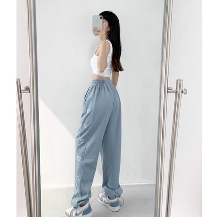 Quần jogger tim cạnh Nhậ Minh Closet from Ống Rộng chốt gấu ullzang có size M và L, chất nỉ ép dầy, VIDEO ẢNH THẬT