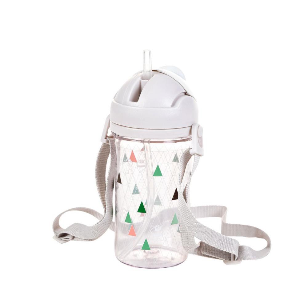 MH779 KL Bình nước Miniso We Bare Bears trong suốt in họa tiết có ống hút 400ml