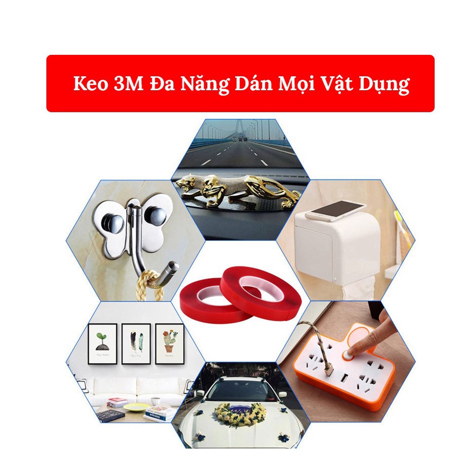 Băng dính 2 mặt dài 3 MÉT băng keo 3M dán cường lực siêu gắn kết rộng 10mm siêu dính BD1 SUVADO