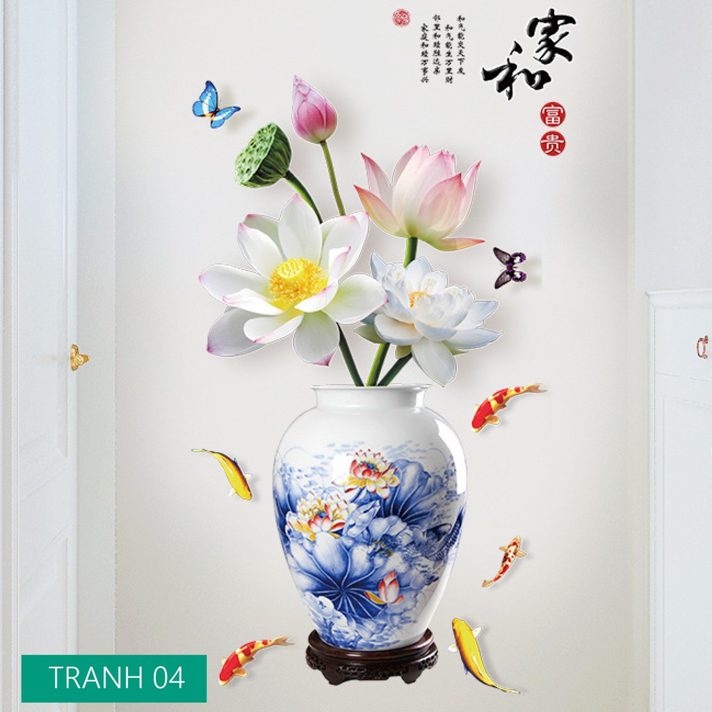 Tranh Hoa 3D Dán Tường, Decor Nhà Cửa, Đẹp Như Tranh Vẽ