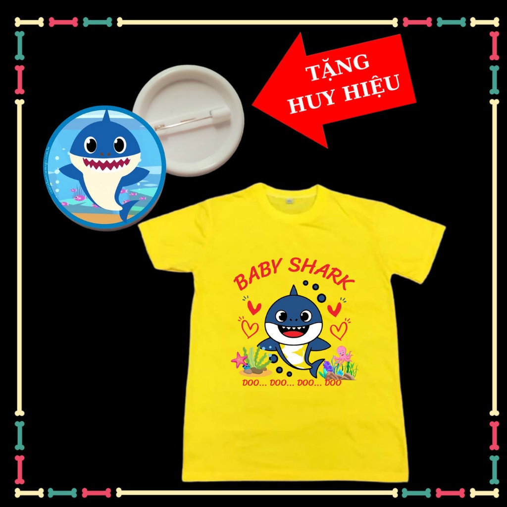 Áo thun cộc tay bé gái baby Shark dễ thương, đủ màu sắc, đủ size áo, kèm Huy hiệu Babyshark