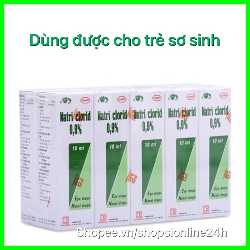 Lốc 10 chai nước Muối Natri 0,9% nhỏ rửa mắt mũi (dùng được cho bé)