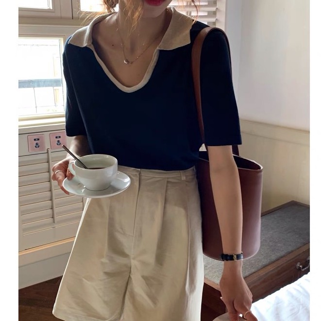 Áo Sweater Tay Ngắn Dáng Rộng Thời Trang Mùa Hè Dễ Phối Đồ Cho Nữ