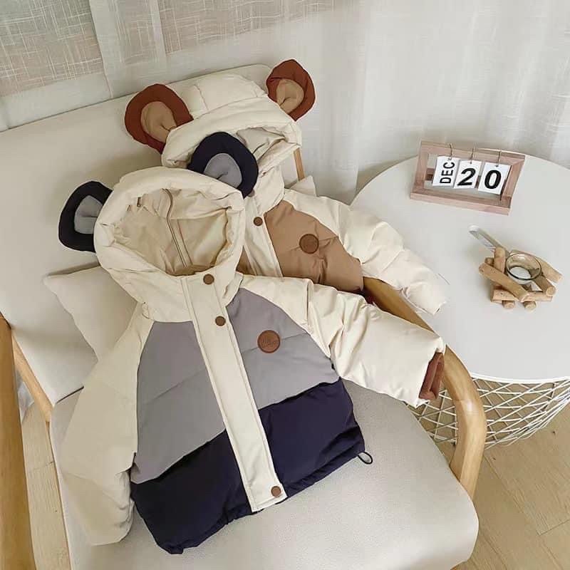 Áo phao tai gấu trần bông siêu ấm cho bé