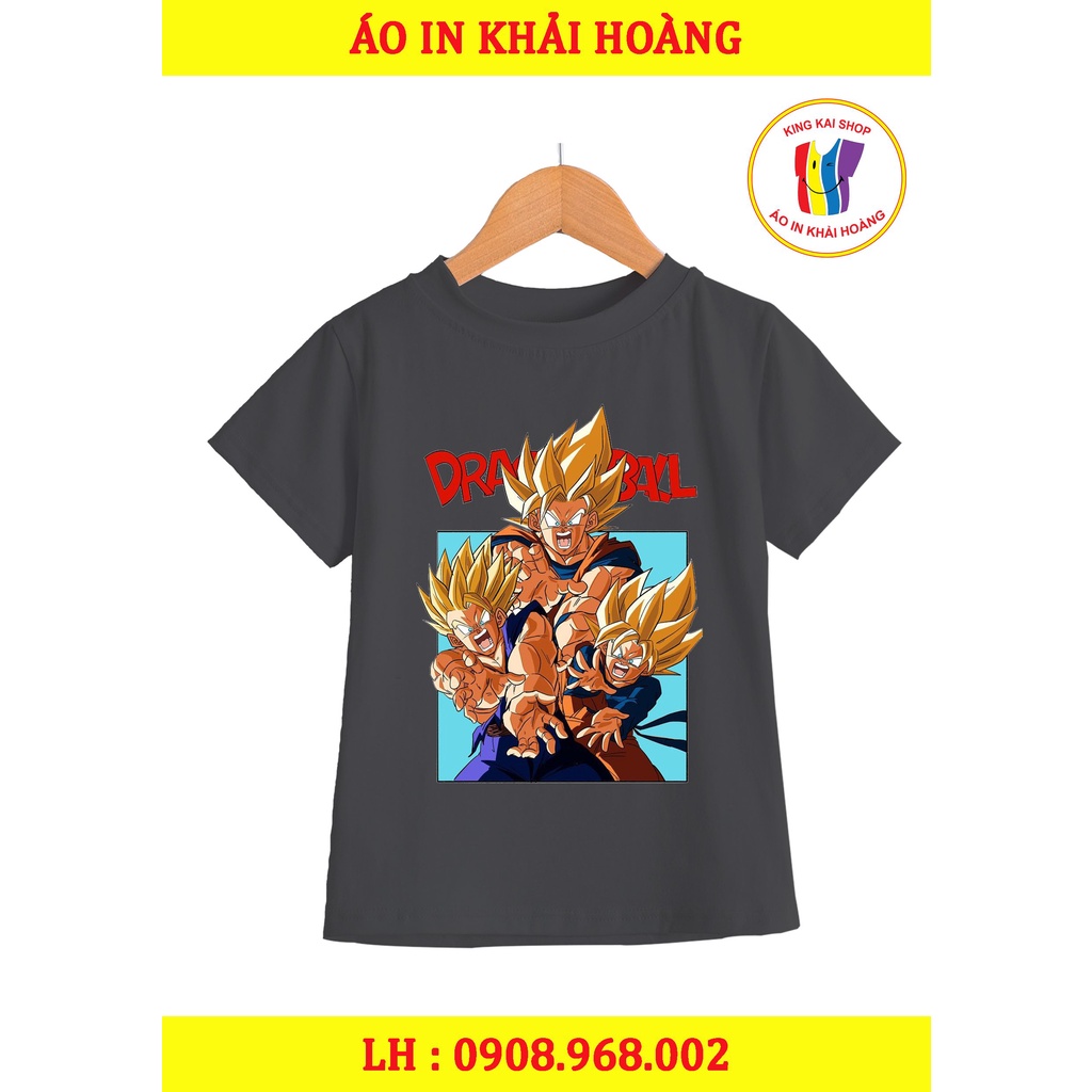 Áo thun nam bé trai đen ngầu in hình goku dragonball 7 viên ngọc rồng vải cotton co giản thoải mái