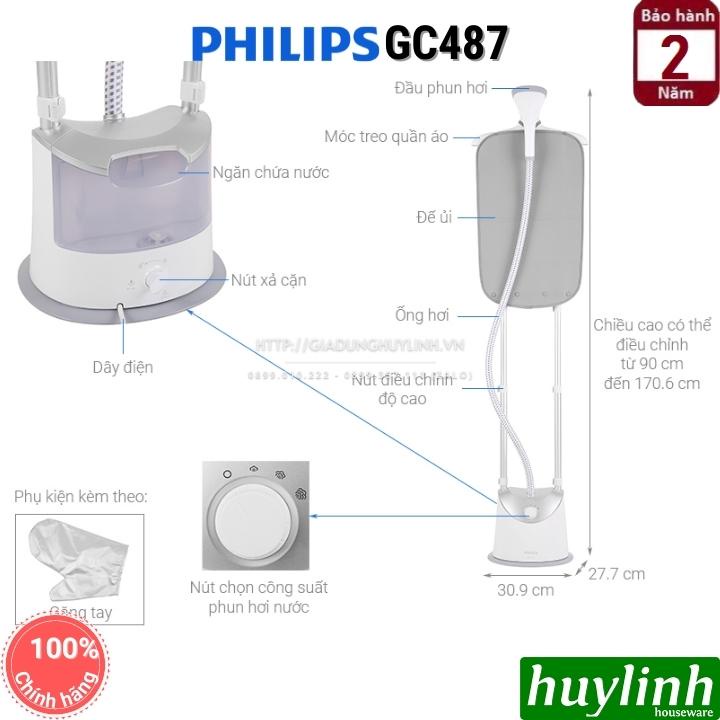 [Mã ELHAMS5 giảm 6% đơn 300K] Bàn ủi hơi nước dạng đứng Philips GC487 / 89 - Chính hãng BH 2 năm