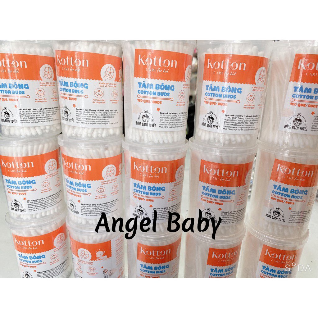 Chính hãng - Tăm bông Bạch Tuyết hũ 120 que, thiết kế dành riêng cho bé