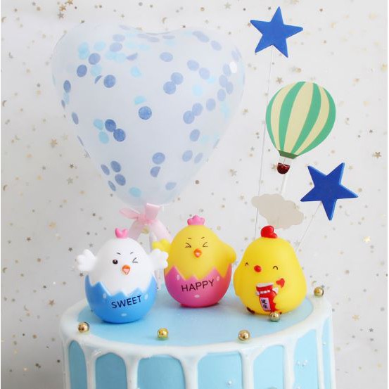 Phụ Kiện Trang Trí Bánh Sinh Nhật Bánh Kem - Cặp Đôi Gà Vương Miện