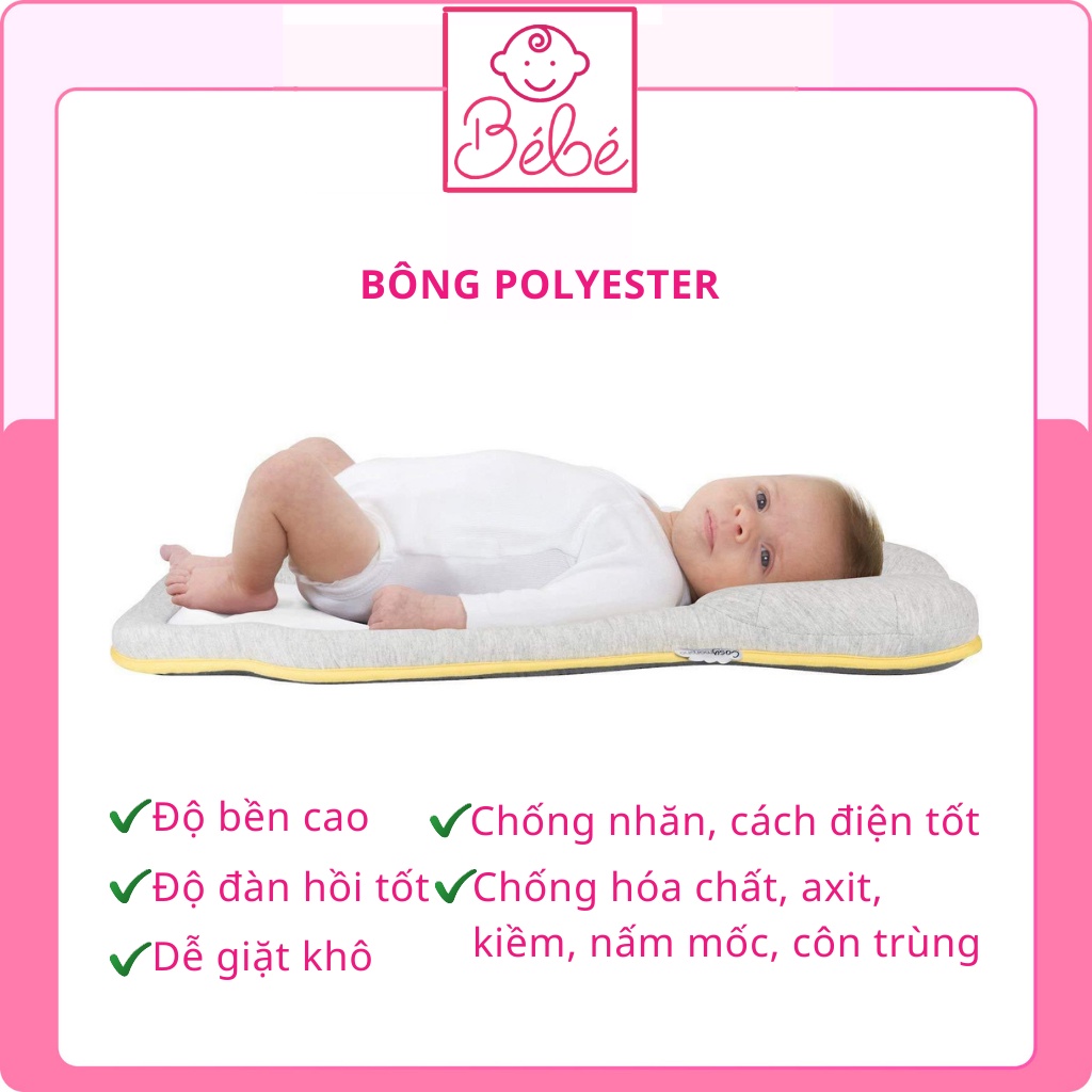 Gối chống trào ngược, chống bẹp đầu bông Polyester cao cấp cho bé