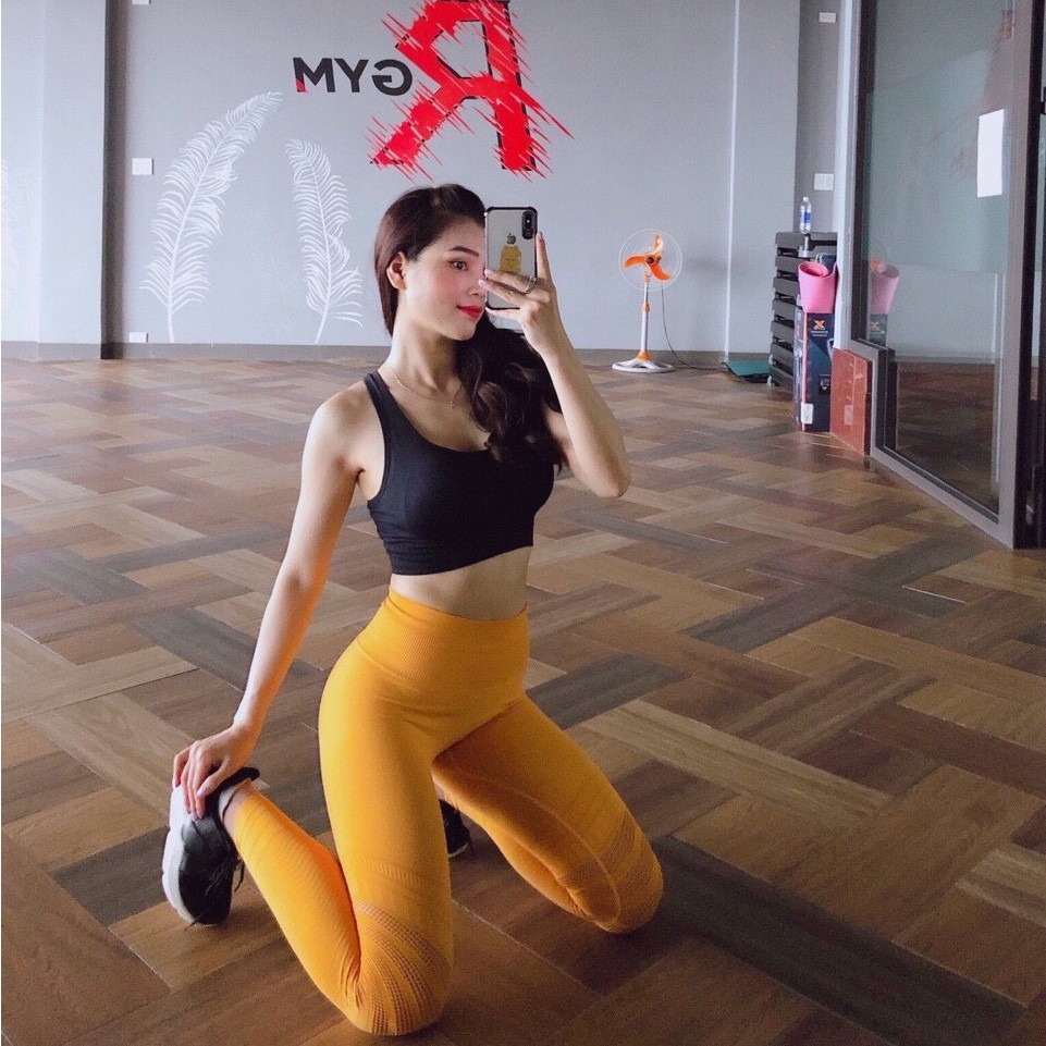 Quần Tập Gym Nữ, Quần Dệt Chun Mông Cao Cấp Q061