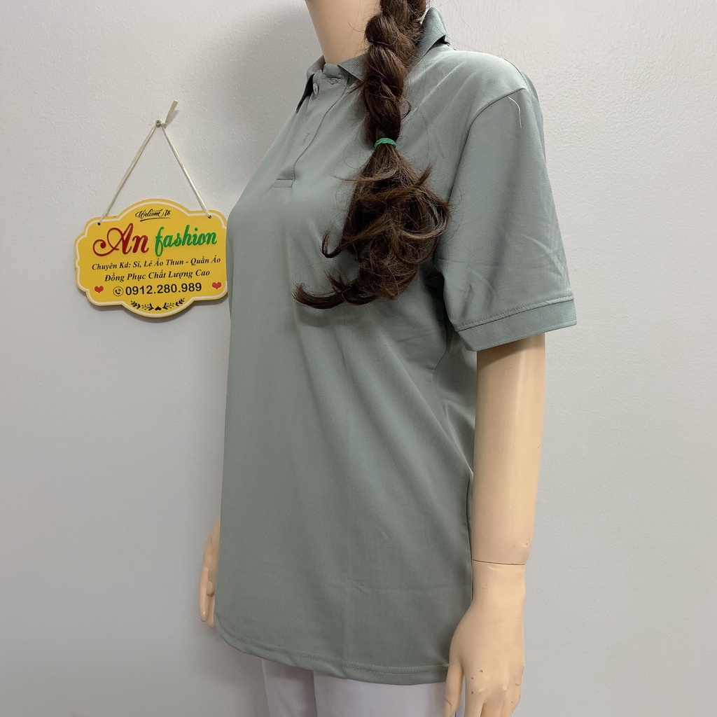 Áo polo màu xám vải poly Thái cao cấp cho nam nữ _ Hình chụp thật