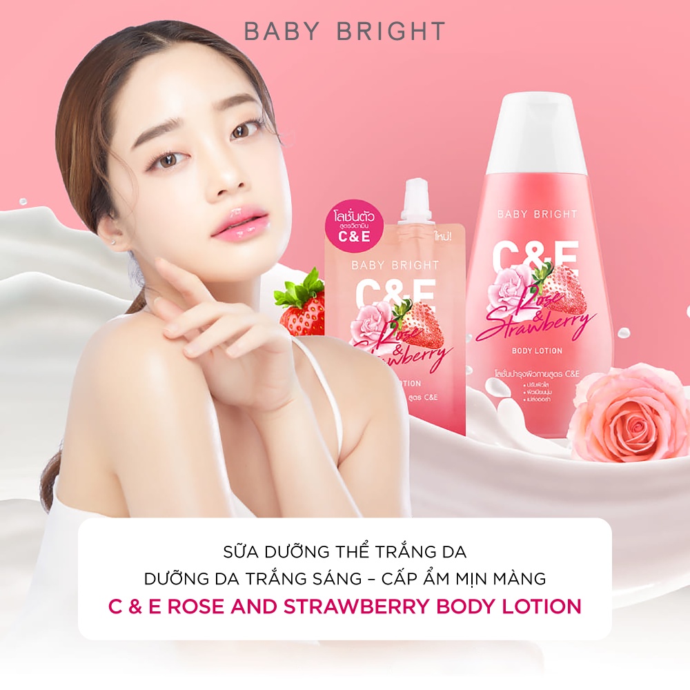 [GIFT] Sữa Dưỡng Thể Trắng Da Dâu Và Hoa Hồng Baby Bright C&amp;E Rose &amp; Strawberry 35ml [HÀNG TẶNG KHÔNG BÁN]