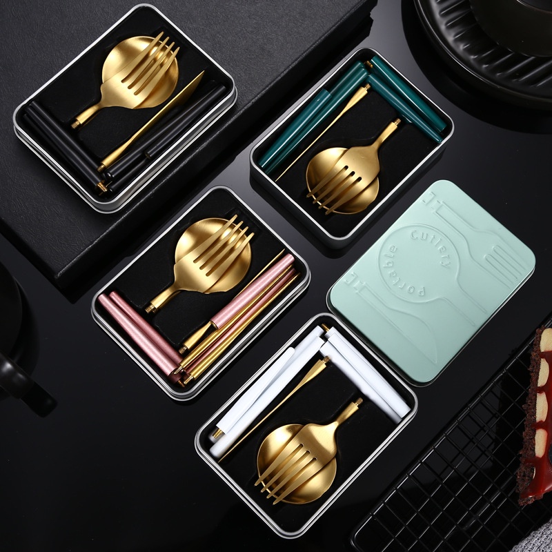 Bộ Dụng Cụ Ăn Bằng Thép Không Gỉ 304 Cao Cấp Tiện Lợi Dễ Sử Dụng