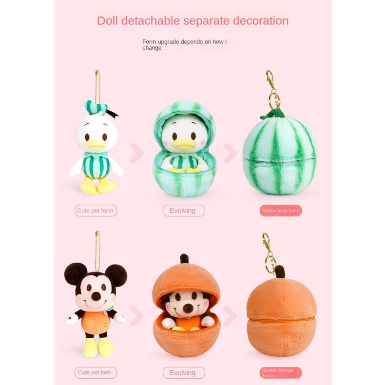 Disney  Móc Khóa Búp Bê Nhồi Bông Hình Chuột Mickey Minnie Trứng Phục Sinh Trái Cây