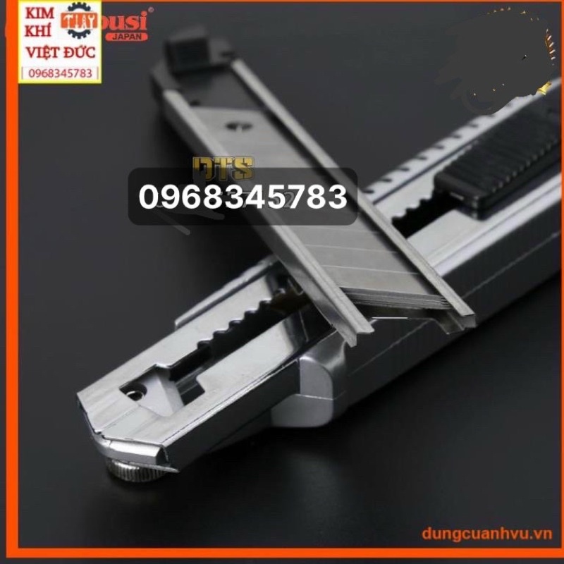 Dao rọc giấy lớn thay lưỡi liên tục Kapusi JAPAN, dao trổ 5 lưỡi 18mm thép SK5 siêu sắc, cắt giấy, rọc băng dính