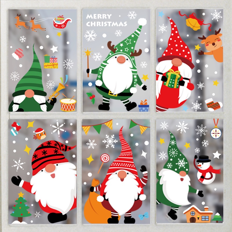 Nhãn dán họa tiết ông già noel/tuần lộc trang trí cửa sổ/giáng sinh/năm mới