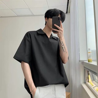 Áo Sơ Mi Tay Lỡ Cổ Chui Basic Trơn, Form Rộng, Unisex Nam Nữ Tay Ngắn Style  Hàn Quốc SMC4 MrHero