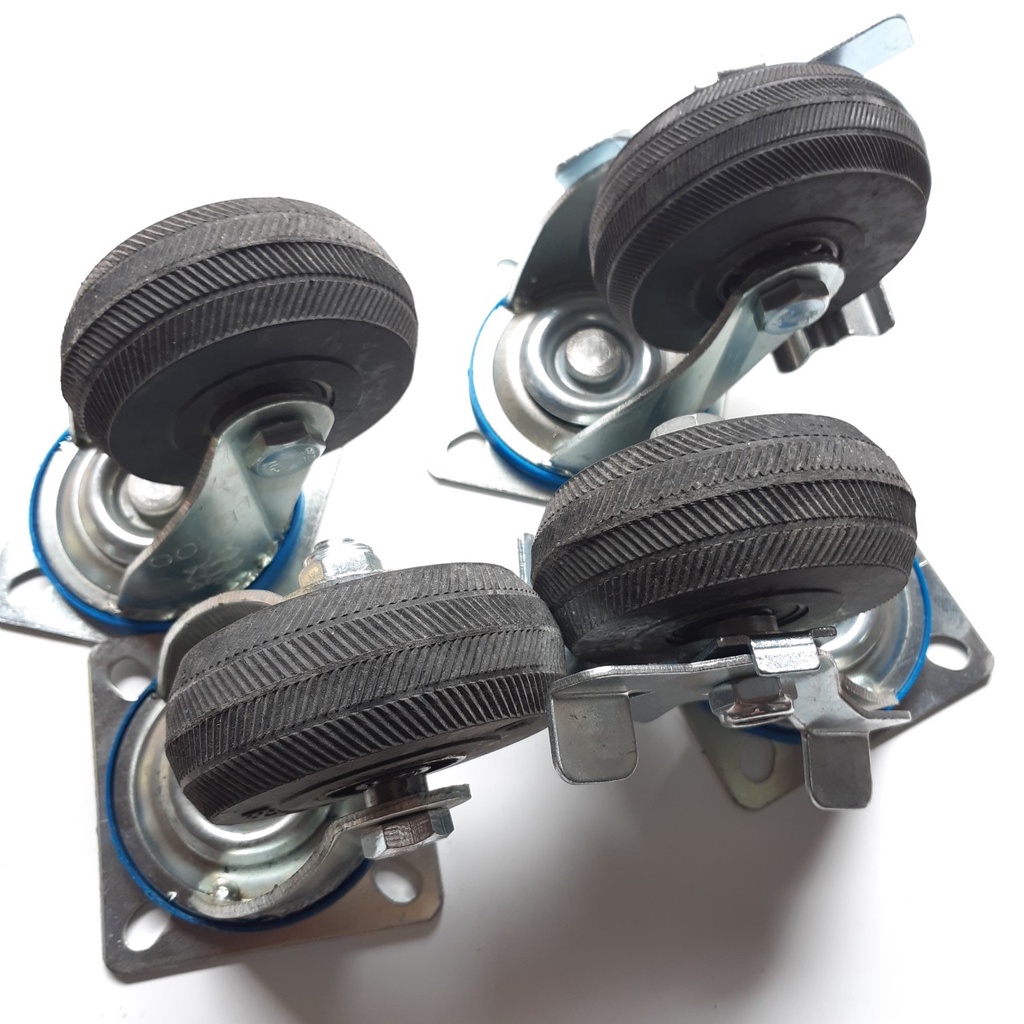 [ BÁNH CAO SU ] Bộ 4 bánh xe đẩy Cao su 125x45mm xoay 360 độ - MITUHOME, Chịu lực 200kg, có khóa chống trơn trượt