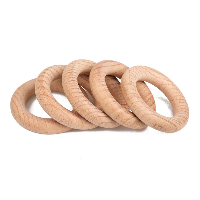 Bộ 5 Vòng Gỗ Sồi Làm Đồ Chơi Ngậm Mọc Răng Cho Bé