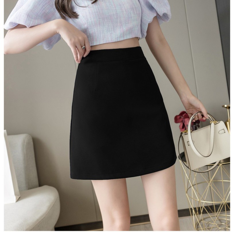 Chân váy ngắn chữ A lưng cao công sở chất vải mềm quần lót trong Chân váy nữ dáng dài màu đen cạp cao đẹp Mặc cá tính